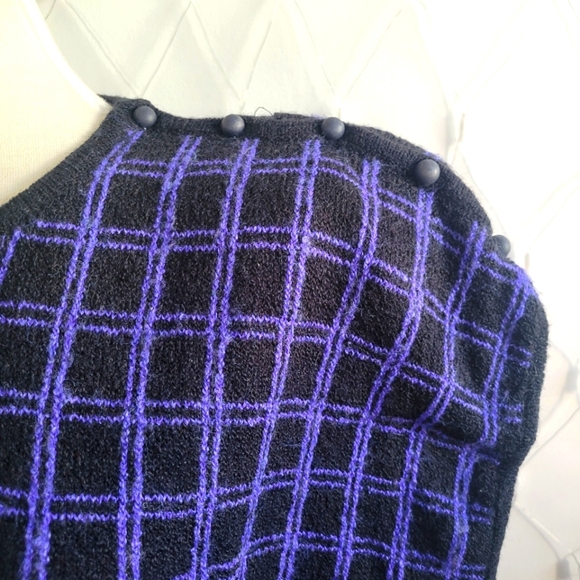 Vintage Evan Picone Pullover Sweater •Black and Purple Checkboard • Sz 2X - Picture 2 of 4